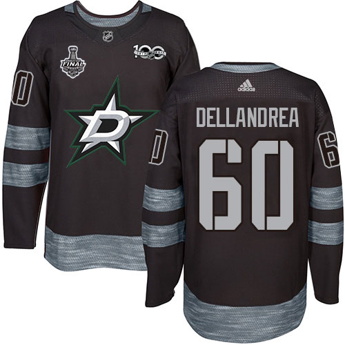 Men Adidas Dallas Stars #60 Ty Dellandrea Black 1917-2017 100th Anniversary 2020 Stanley Cup Final Stitched NHL Jersey